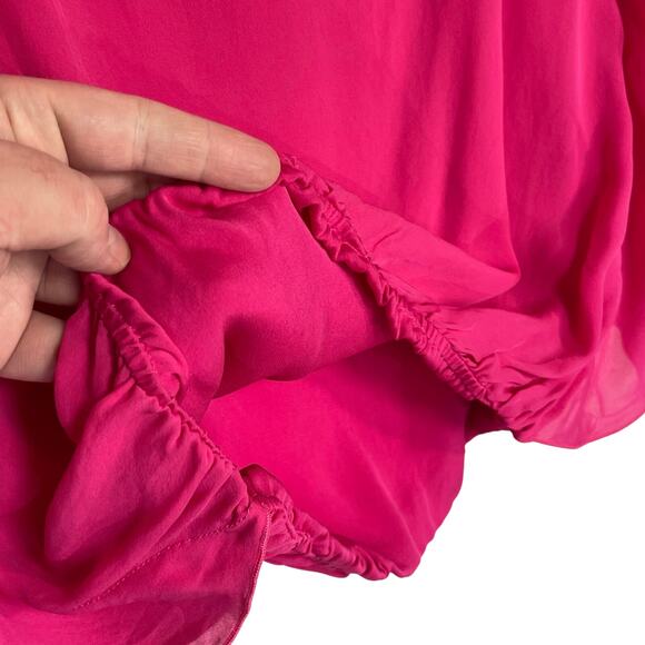 ALICE + OLIVIA Women’s Pink Silk Poncho Batwing Pullover Top - Picture 4 of 5